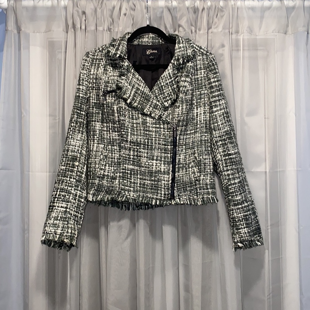 Guess B/W tweed zip-up blazer